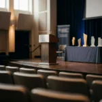 Awards ceremony stage ahead of the announced nominations