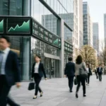 Digital market display showing an upward trend as tech stocks rally to record highs