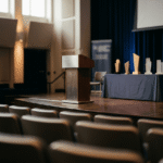 Awards ceremony stage ahead of the announced nominations