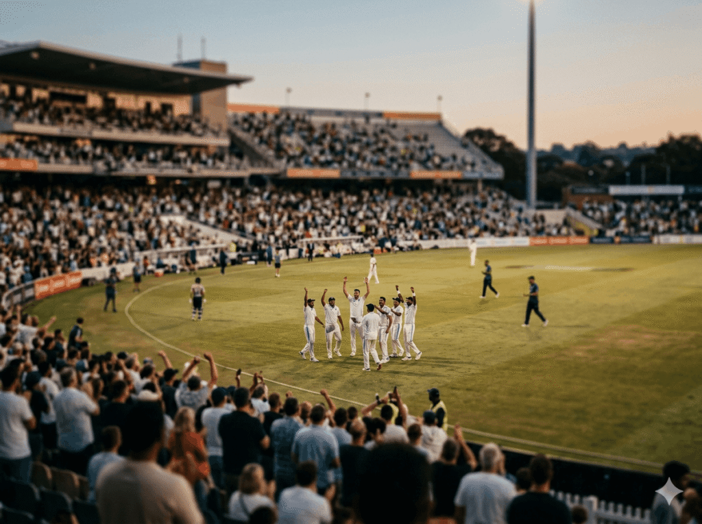 Batter playing a shot during the tense final-over run chase