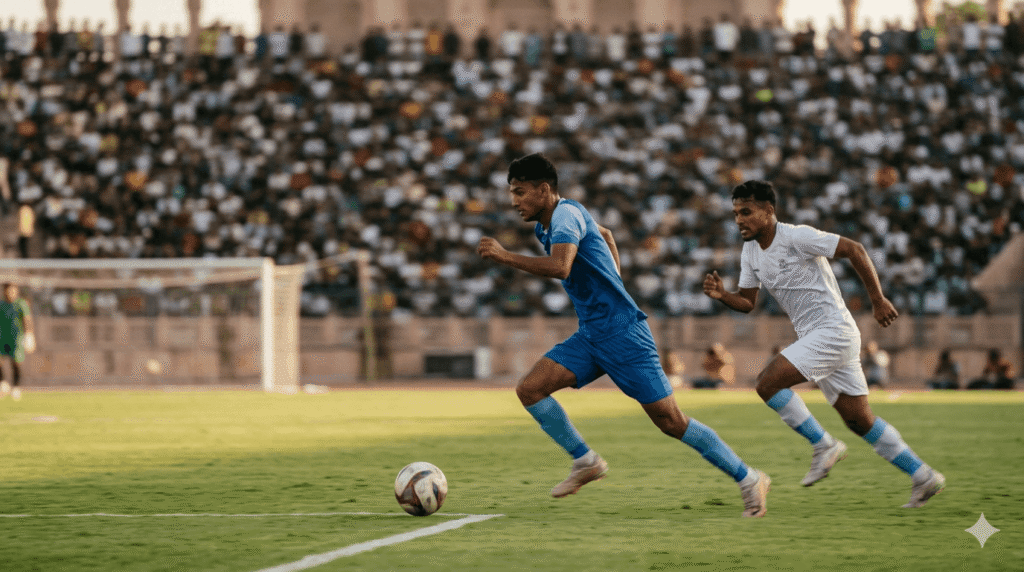 Players competing for the ball during the decisive final-day title match