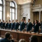 Newly appointed ministers being sworn in during the cabinet reshuffle ceremony