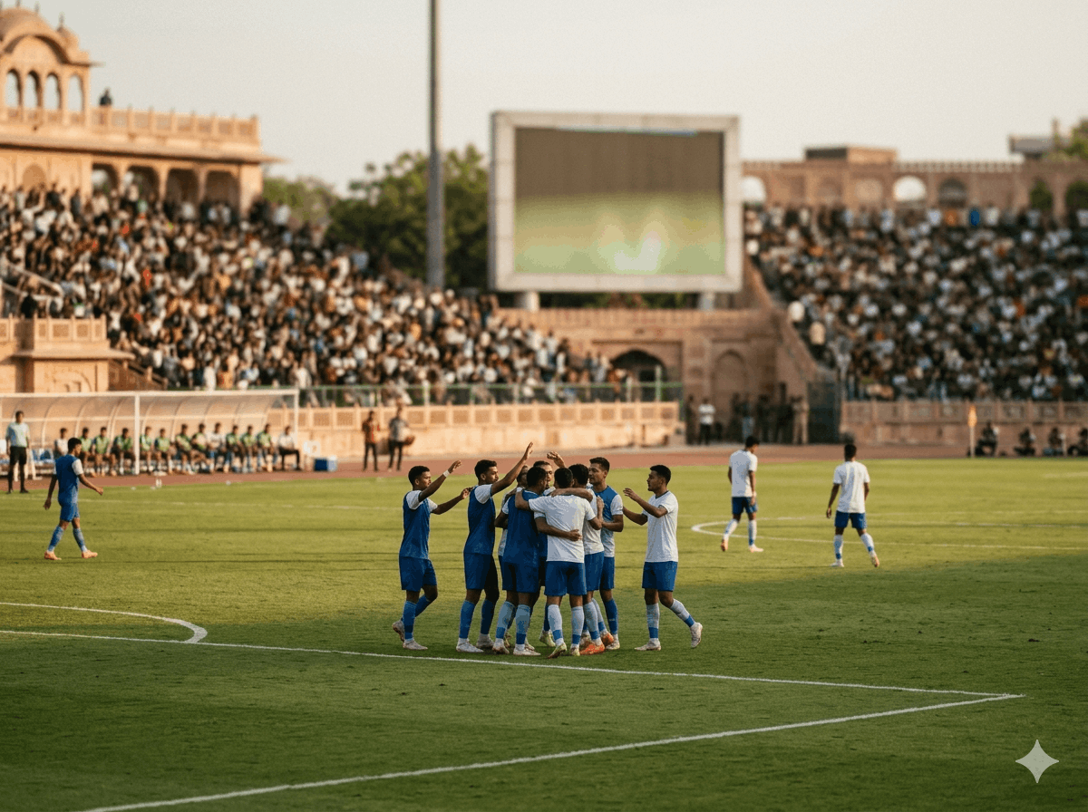 Players celebrating on the pitch after clinching the league title on the final day
