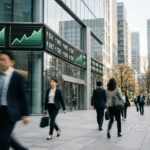 Digital market display showing an upward trend as tech stocks rally to record highs