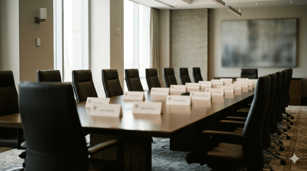 Empty cabinet meeting room ahead of the new ministers' first session