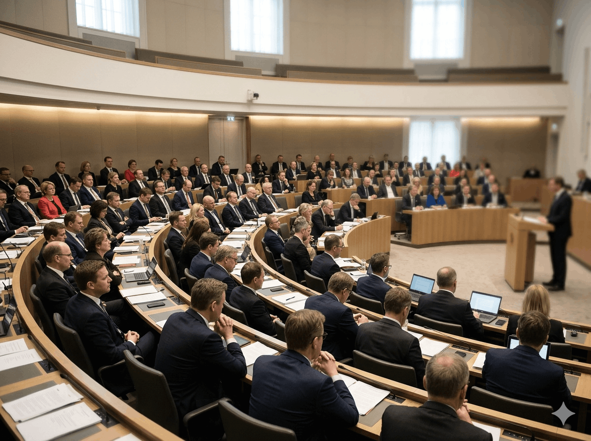 Lawmakers seated in the parliamentary chamber during the reform bill debate